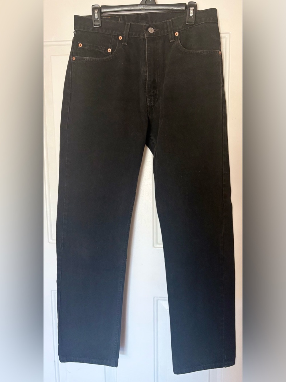 Levi’s 505 Regular Fit Straight Leg Mens Black Jeans Zipper Front size 33” x 32”